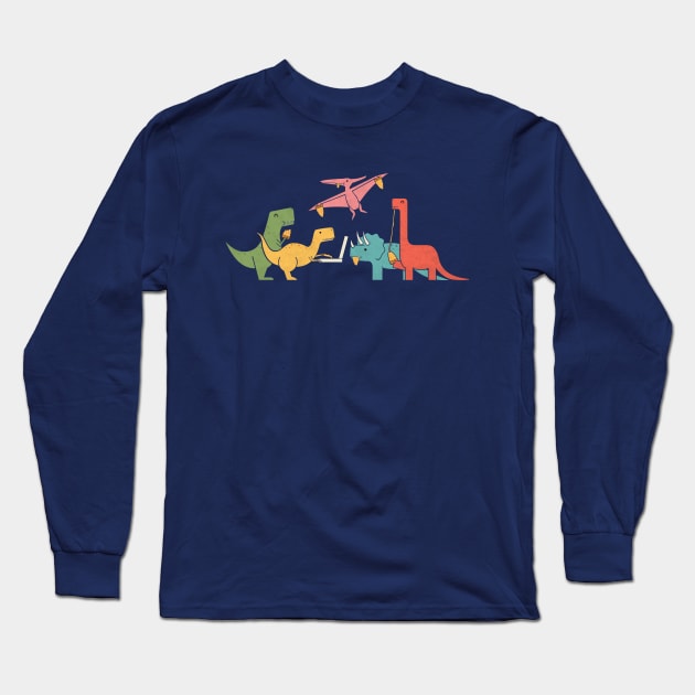 Pizza Dinos Long Sleeve T-Shirt by HandsOffMyDinosaur